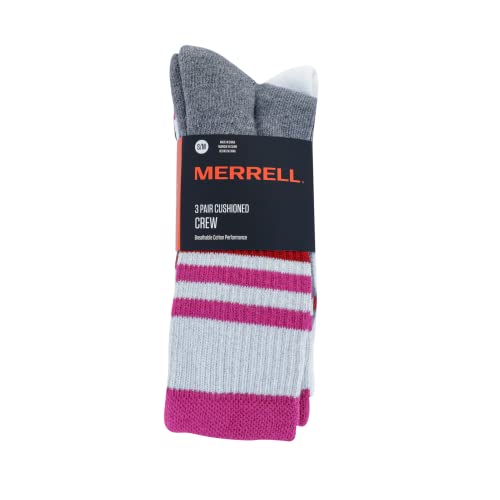 Image of Merrell Unisex Adult Men's and Women's Cushioned Cotton Crew Socks - 3 & 6 Pairs - Breathable Mesh Comfort Zones