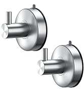 DGYB Suction Cup Hooks for Shower Set of 2 Brushed Nickel Towel Hooks for Bathrooms SUS 304 Stain...