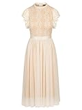 APART Cocktailkleid aus Tüll und Spitze mit schmalem Stehkragen aus Spitze, weiß, 38