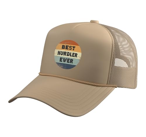 Funny Hurdler Trucker Hat with Mesh Back, Khaki