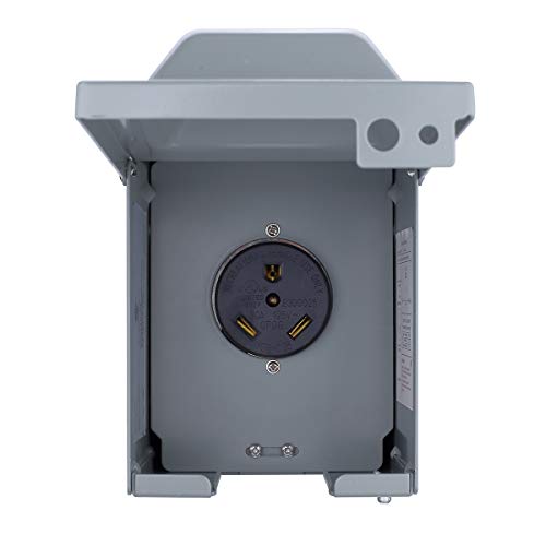 Miady 30 Amp 125 Volt Rv Power Outlet Box, Enclosed Lockable Weatherproof Outdoor Electrical Nema Tt-30R Receptacle Panel, For Rv Camper Travel Trailer Motorhome Electric Car Generator #TOP7