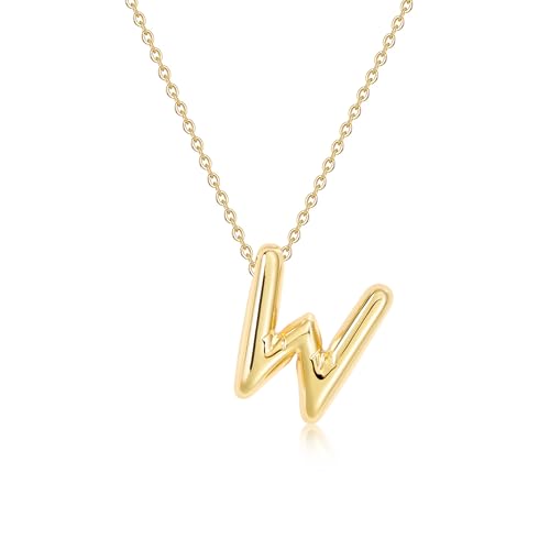 Lcherry Letter Necklace Chunky Balloon Initial W Necklaces Birthday Gifts for Women