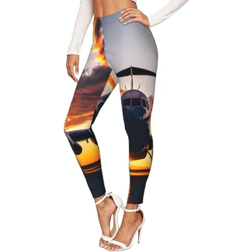 Leggings de yoga avión al atardecer mallas elásticas de alta suavidad