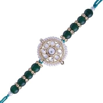 I Jewels Mens Kundan & Pearl Bhaiya Bhabhi Lumba Rakhi Bracelet Combo Set With Roli Chawal & Rakshabandhan Card (R070G-Co) (B0B34S1VS8) Amazon Price History, Amazon Price Tracker