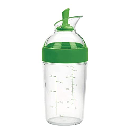 CLQ Mezclador de aderezo para ensaladas pequeño Mezclador de Salsas Multifuncional Botella mezcladora de Jugo con Escala 8.4 oz, fácil de operar-Green