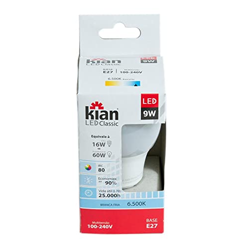 Kian - Lâmpada Led Bulbo A60 9W 6.500K Branca Fria Bivolt