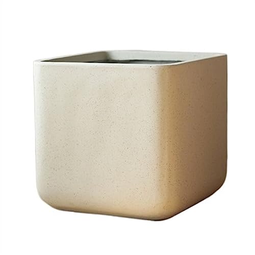 macetas Macetas cuadradas grandes de hormigón sintético, modelo alto, plantas y flores verdes, macetas, suelo de color sólido simple, decoración del hogar maceta ( Color : White , Size : XL )