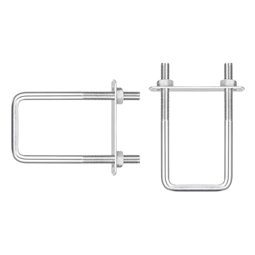 Image of DTGN M8x45x110mm(ThreadxWxL) Square U Bolt - 2Pack - Good for Trailer Pipe Replacement Parts - 304 Stainless Steel U Shape Bolts