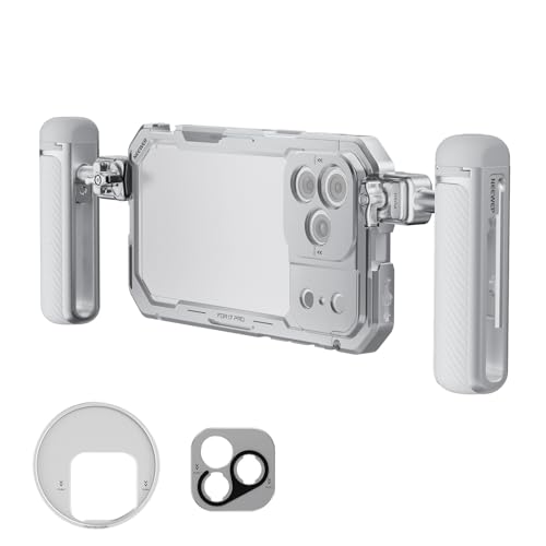 NEEWER スマホケージキット iPhone 17 Pro対応 ビデオリグスタビライザーアクセサリー 67mmフィルターリング/17mmレンズバックプレート/Tマウントアダプター/クイックリリースハンドル2個付き PA143(シルバー)の商品画像（Amazon）