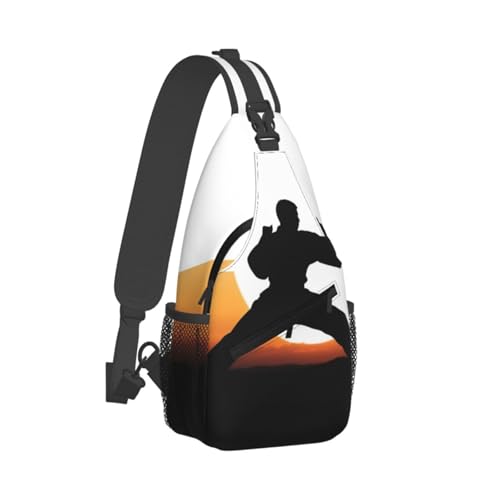 Mochila tipo Sling para hombre y mujer Karate silhouette