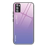 LINER Coque pour Vivo Y70 (2020) Coque, Ultra Mince Silicone TPU Souple Bumper Étui Arrière Mode Dégradé de Couleur en Verre Trempé Housse Protection Antichoc Case Cover, Rose Bleu