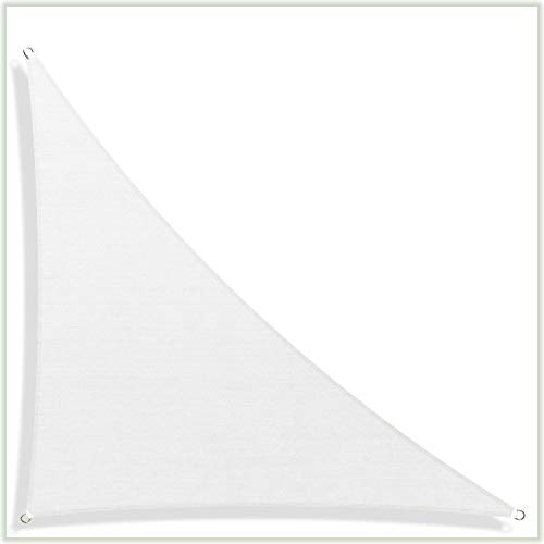 ColourTree CTAPT32 Custom Size Order to Make 7' x 8' x 10.6' White Right Triangle Sun Shade Sail Canopy Mesh Fabric UV Block UPF50 - Commercial Heavy Duty - 190 GSM - 3 Years Warranty