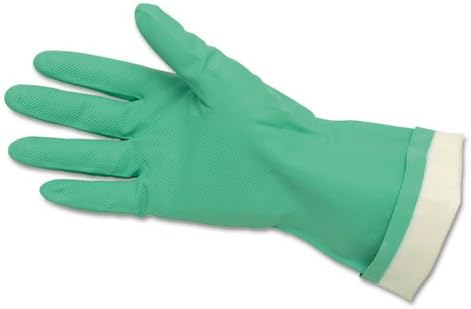 Memphis Flock-Lined Nitrile Gloves, One Size, Green, 12 Pairs