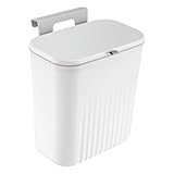 9L Kitchen Bin Under Counter Trash Can Hanging Trash Bin Food Waste Caddy with Cover for Kitchen Bathroom Bedroom White