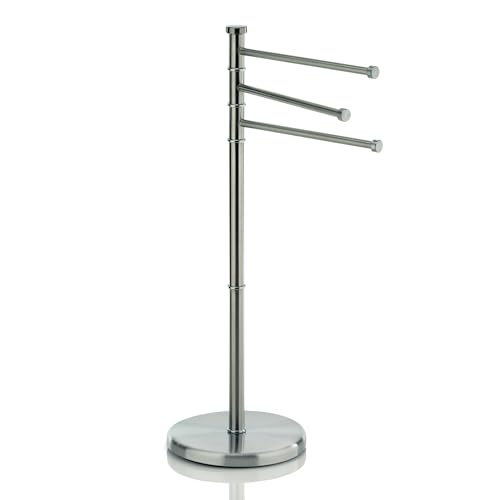kela Toallero de pie de 85,5 cm, giratorio, toallero con 3 barras, SWING, acero inoxidable mate