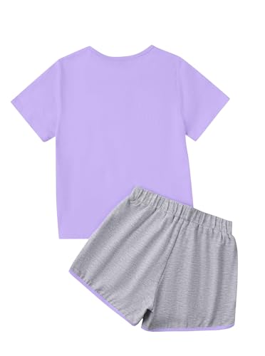 Image of Girl's 2 Piece Outfits Cute Summer T-Shirt and Graphic Shorts Clothing Sets