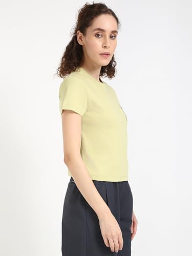 Calvin Klein SCRIPT INSTITUTIONAL BABY TEE Kadın T-shirt, Yeşil, M - Görsel 4