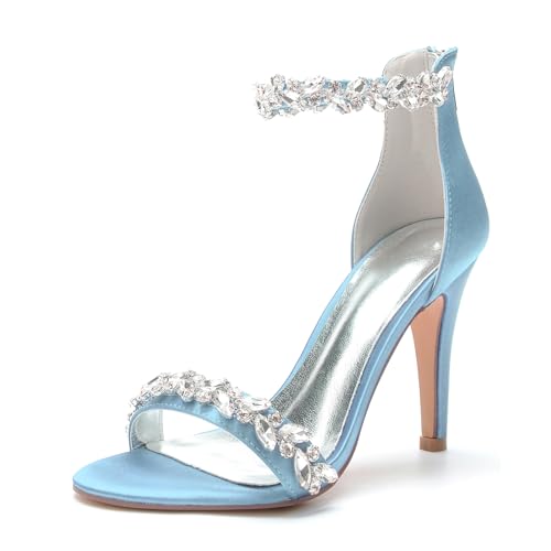 Womens High Heel Wedding Shoes Ankle Strap Evening Sandals