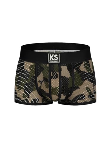 KAREN SPACE Mens Underwear Boxer Briefs Breathable Quick Dry Printed Mesh Underwear Comfortable Mens Bikini Underwear