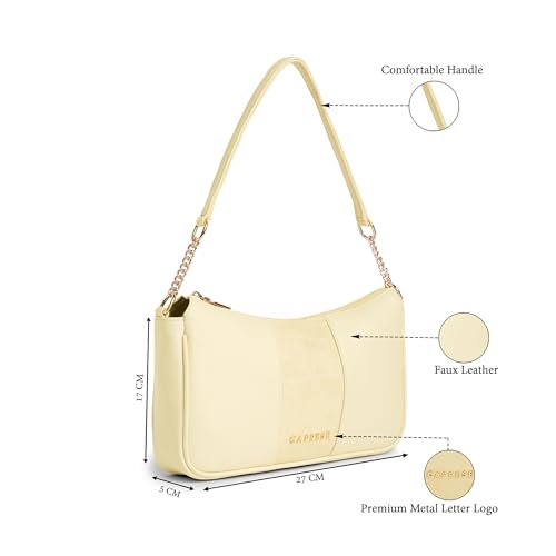 Image of Caprese Visalia Medium Shoulder & Handheld Bag for Women with Secure Zip Closure | Chic, Versatile Design for Everyday Use, Perfect for Office, Travel & Special Events (Dark Beige)