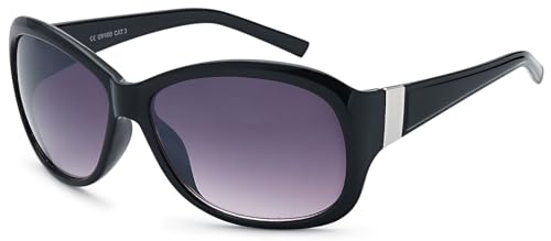 styleBREAKER Damen Oversize Sonnenbrille Butterfly mit Verlaufsgläsern | Kunststoffrahmen mit Metallverzierung am Bügel | UV400 Schutz, Gestell Schwarz/Glas Grau-Violett Verlaufsglas