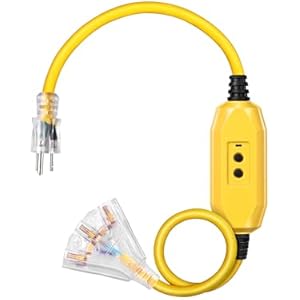 DEWENWILS 3 FT Outdoor GFCI Extension Cord Manual, 12/3 Gauge Extension Cord for Multiple Appliances, Heavy Duty Power Cable with LED Lighted 3 Prong Plug, Yellow, UL Listed