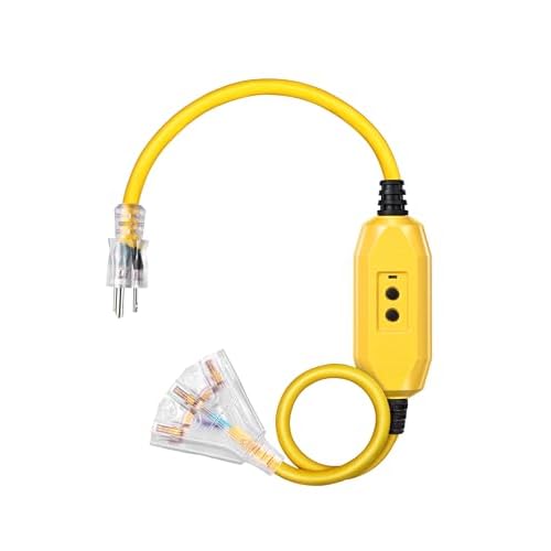 DEWENWILS 3 FT Outdoor GFCI Extension Cord Manual, 12/3 Gauge Extension Cord for Multiple Appliances, Heavy Duty Power Cable with LED Lighted 3 Prong Plug, Black, UL Listed