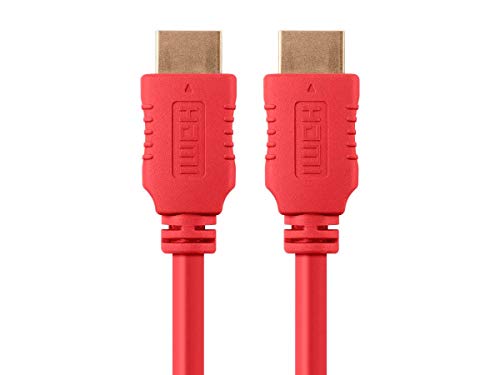Monoprice HDMI High Speed Cable - 1.5 Feet - Red, 4K@60Hz, HDR, 18Gbps, YUV 4:4:4, 28AWG - Select Series