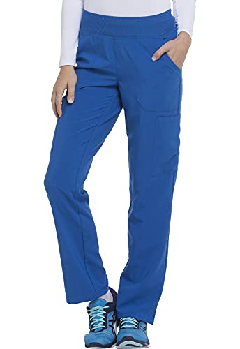 Dickies EDS Essentials Women Scrubs Pant Natural Rise Tapered Leg Pull-On DK005P, S Petite, Royal