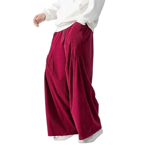 Spring Men Corduroy Harem Pants Male Casual Wide Leg Pants Jogger Harajuku Trousers