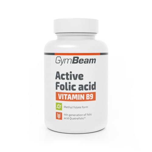 GymBeam Acido Folico Attivo, 400 mg, con Quatrefolic, Vitamina B9 per la Crescita dei Tessuti Embrionali, Acido Folico per Favorire il Concepimento, Supporta la Divisione Cellulare
