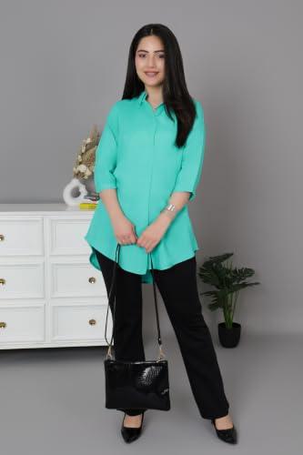 Image of Mlada Rayon Flare Top for Women | 3 /4th Sleeve Regular Fit and Flare Top | Women Office Tops Tunic | Western Long Shirt Top for Women | Shirt Collar Top for Women | Rayon Tunic Tops for Women Western