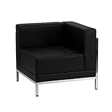 Flash Furniture HERCULES Imagination Series Contemporary Black Leather Right Corner Chair with Encasing Frame
