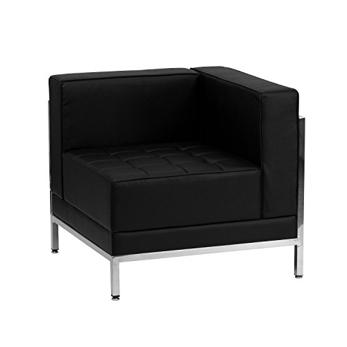 Flash Furniture HERCULES Imagination Series Contemporary Black LeatherSoft Right Corner Chair with Encasing Frame