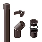 INEFA Fallrohr Set DN 50 Dunkelbraun 2m, Regenrohr-Set aus PVC-U Kunststoff, Dachrinnenzubehör, einfache Steckmontage, Made in Germany
