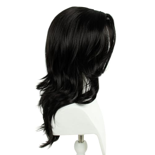 Image of 70s Brown Highlight Disco Wig Farrah Fawcett Wigs for Women Lady Natural Synthetic Full Wigs Vintage Cosplay Costume Hair Wig (Natural black)