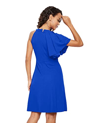 Image of Uptownie Lite Women's Stretchable Solid Fit & Flare Skater High Neck Knee-Length Dress