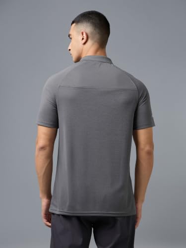 Image of TECHNOSPORT Men's 100% Polyester Slim Fit Self-Design Half Sleeve Polo T-Shirt with Double Cool, SPF50+ Properties for Gym, Workout 7 Regular Use