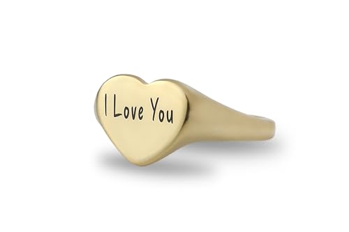 Bague Gravée I Love You en argent avec design coeur pour maman