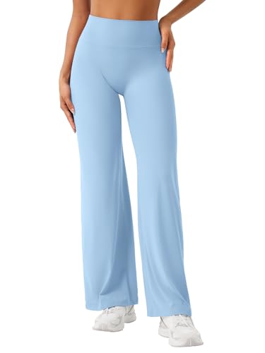ZAAYO Nahtlose Straight Leggings Damen Hohe Taille Flared Leggings Yoga Hosen Sport Yoga Legging Damen Gym Yoga Pants Schlaghose-Regular/Lang/Extra Lang