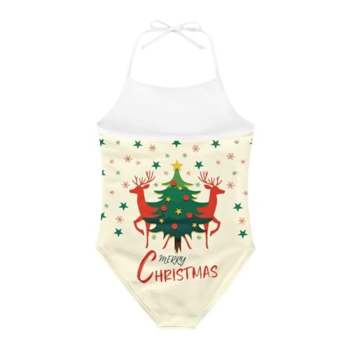 Image of Christmas Girls One-Piece Swimsuits Beach Halter Swimwear Bathing Suit for 3-10 Years