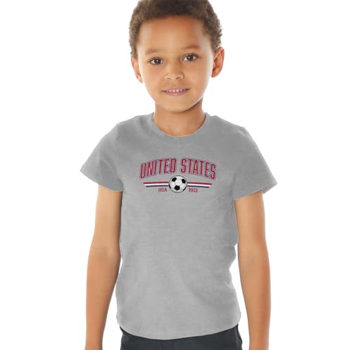 United States of America Futbol World Ball Kids Tee (3) for Toddler, Grey