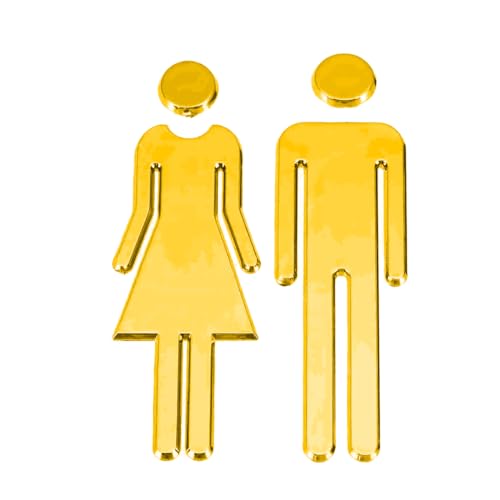 SGERUFZ WC Segno Targa Toilette Bagno 1 Paio Porta Targhetta Cartello Toilette Adesivi Porta Adesivi Bagno Accessori Bagno Oro (12 cm) (oro)