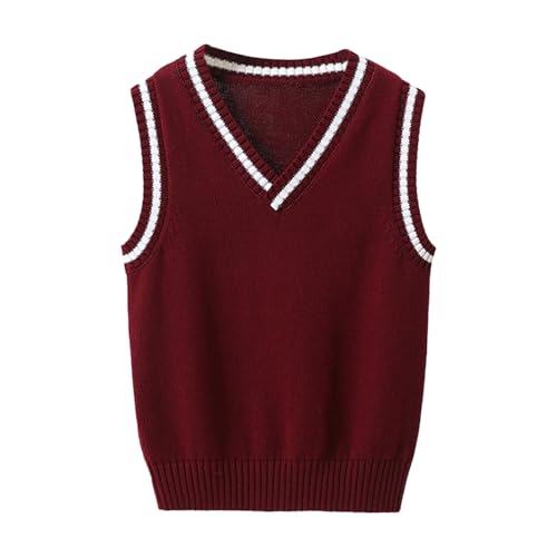 Knitted Vests for Boys Girls V Neck Sweater Vest Sleeveless Crop Tops Kids School 𝗨niform Clothes