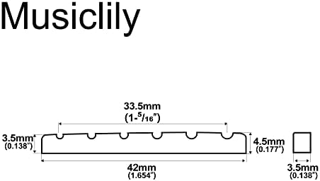 Musiclily 42mm Kość Siodełko Nut do Gitary Elektrycznej 6-strunowej Fender Strat Tele 42x3,5x4,5mm(2 szt.)