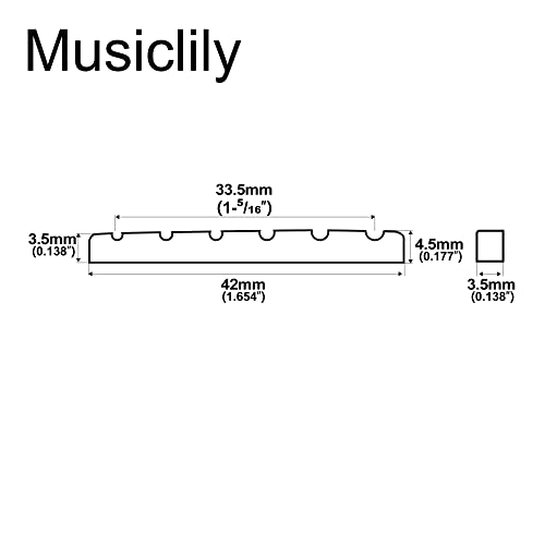 Musiclily 42Mm Bone Slotted Electric Guitar Nut Flat Bottom For 6 String Fender Strat Tele, 42X3.5X4.5Mm (2 Pieces) #TOP1