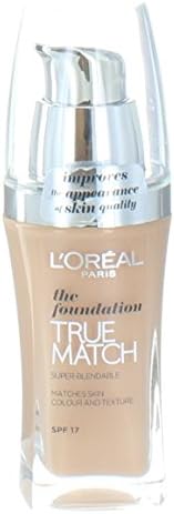 L'Oreal Paris True Match Liquid Foundation, Skincare Infused with Hyaluronic Acid, SPF 17, Available in 40 Shades, 5N Neutral Undertone, 30 ml