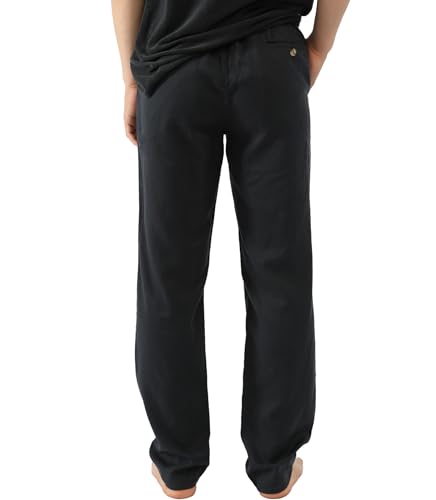 Men Tencel Linen Casual Pants Comfortable Straight Leg Slim-Fit Lounge Linen Trousers4