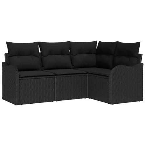 vidaXL Gartensofa-Set Schwarz Poly-Rattan