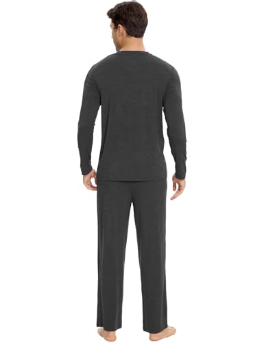 GYS Bamboo Viscose Men's Pajama Sets Long Sleeve Henley Neck Casual Sleep Set with Pockets2
